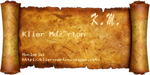 Klier Márton névjegykártya