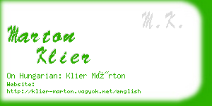 marton klier business card